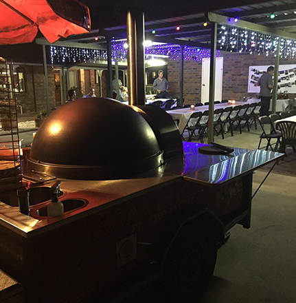 Roam'in Pizza Wood Fired Oven at corporate catering event